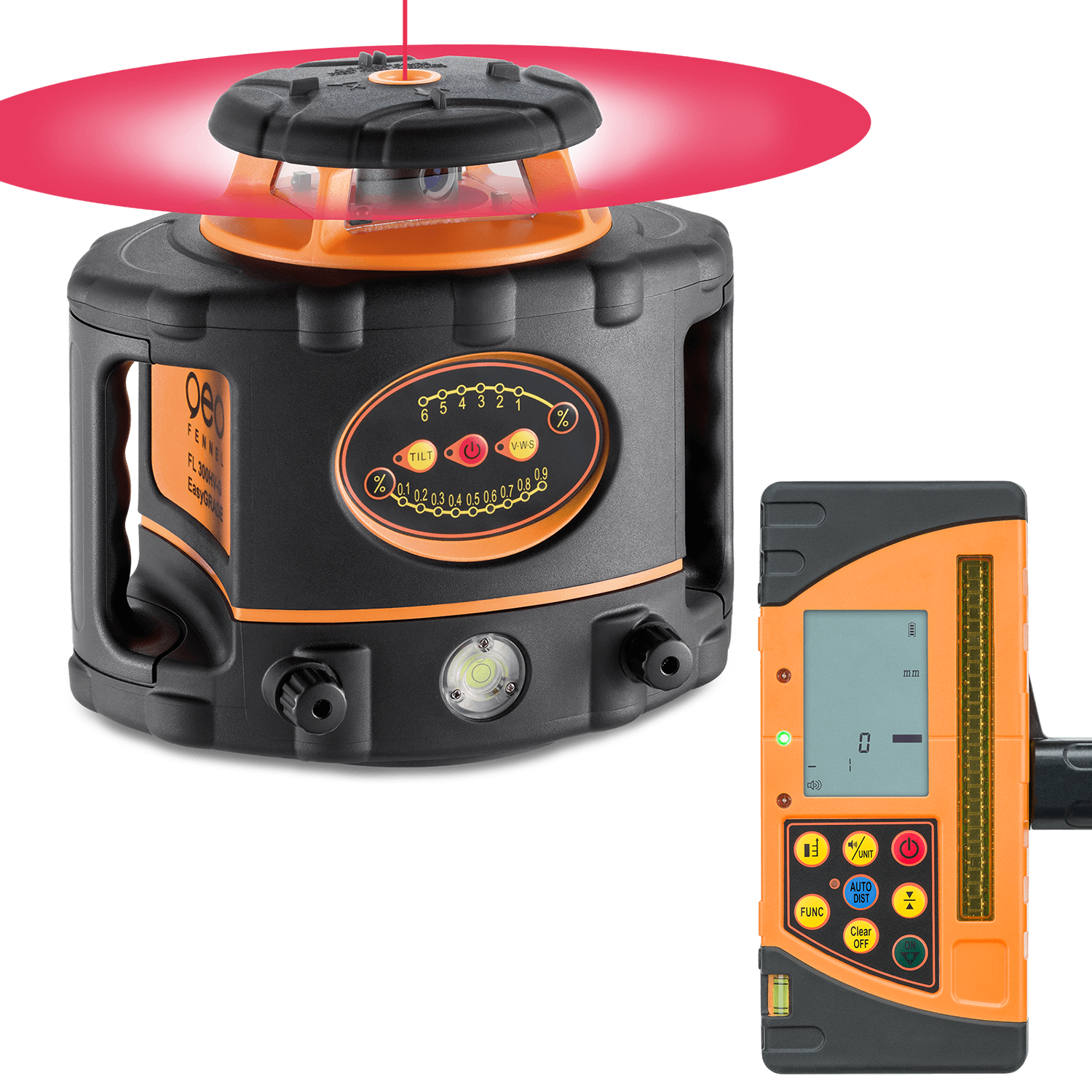 Geo-Fennel FL 300HV-G EasyGRADE automata önbeálló forgólézer + FR-DIST 30 vevőegység termék fő termékképe