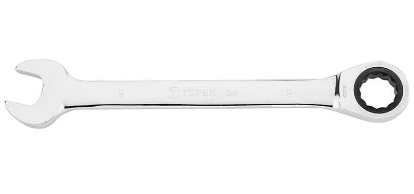 Topex 35D746 racsnis csillag-villáskulcs, CrV acél, 48-fogú, 19 mm termék fő termékképe