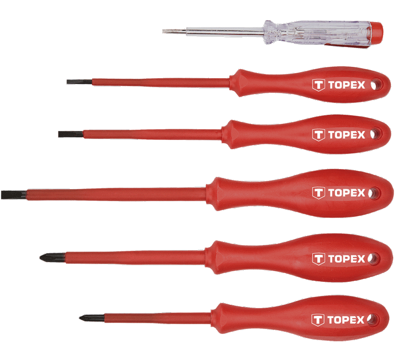 Topex 39D155 csavarhúzó készlet 1000 V-ig, 6 részes termék fő termékképe