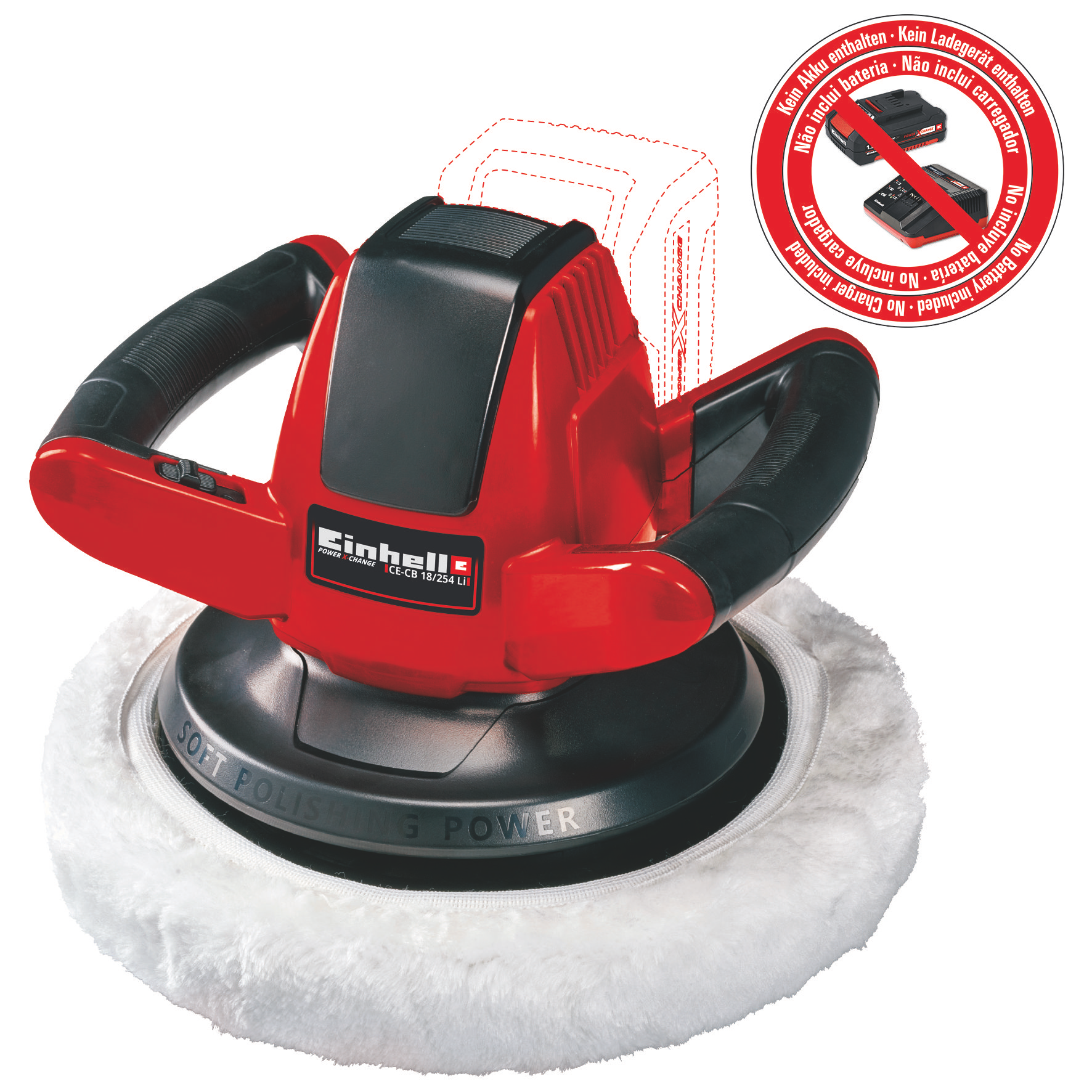 EINHELL CE-CB 18/254 Li-Solo akkumulátoros autó polírozó (akku és töltő nélkül) termék fő termékképe
