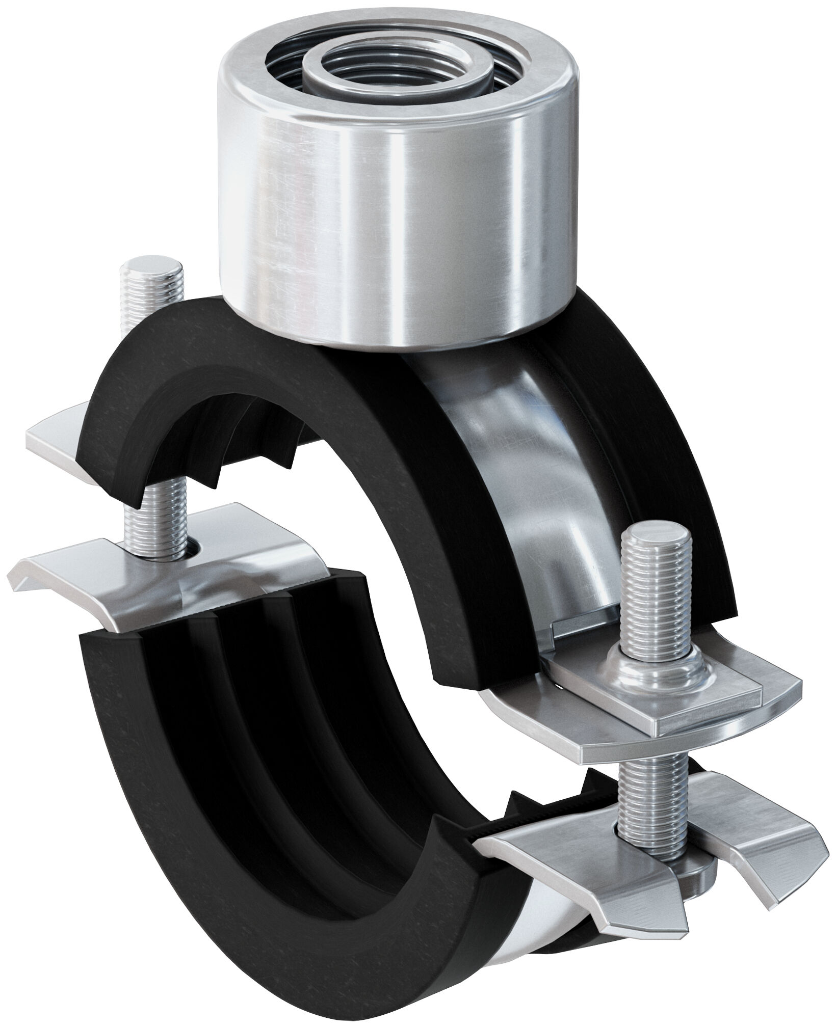 Fischer FRS Triple 74-80 M8 / M10 / 1/2" kétcsavaros csőbilincs hangszigetelő betéttel, 25 db/csomag termék fő termékképe